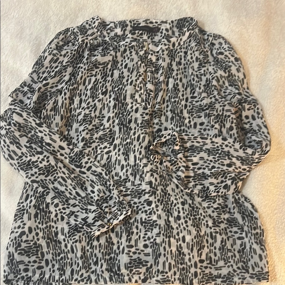 The Limited Black and White Tie Front Blouse